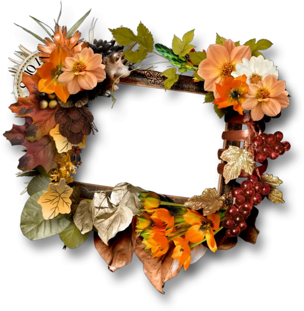  Cluster Fall Autumn Frame Png Artificial Flower Fall Frame Png