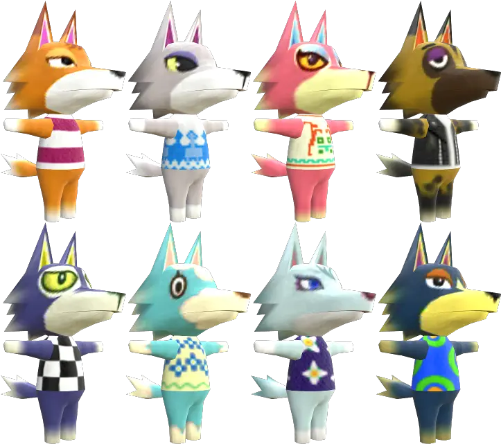  3ds Animal Crossing New Leaf Wolves The Models Resource All Wolf Characters Animal Crossing Png Wolves Png