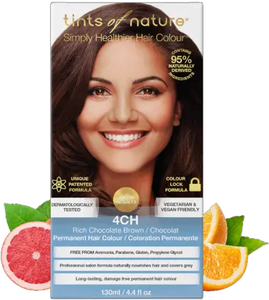  4ch Rich Chocolate Brown Permanent Hair Dye Tints Of Nature 4ch Png Brown Hair Png