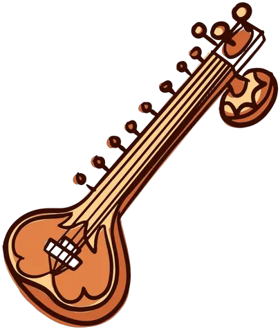  Musical Instrument Sitar Hand Drawn Sitar Line Art Png Instruments Png