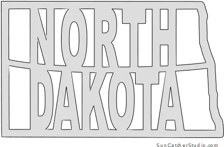  North Dakota Map Outline Shape State Stencil Clip Art Scroll Language Png North Dakota Icon