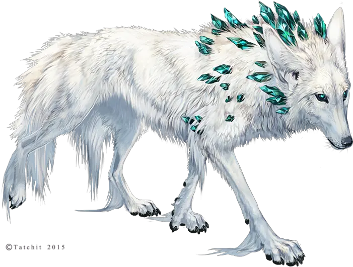  Download The Shaman By Tatchit Fey Shadow Winter Diamond Gem Wolf Fantasy Creature Png Wolf Outline Png