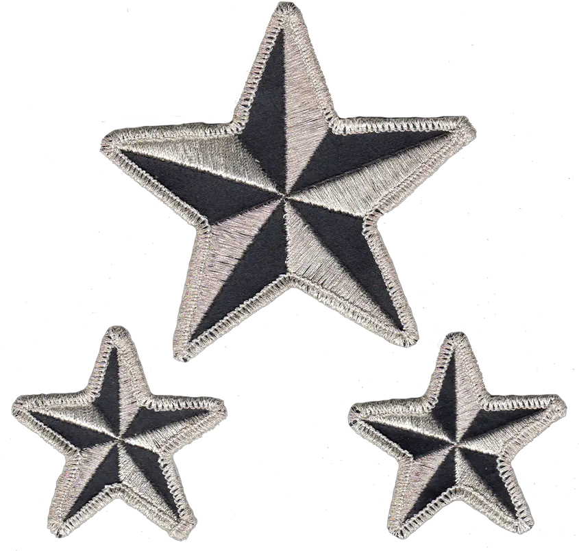  Nautical Stars Metallic Silver And Black Set Embroidered Reflective Patch Star Patch Transparent Png Nautical Star Png