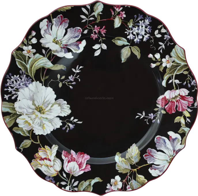  Buy Gisela Black Large Dinner Plate 27cm Online India Artificial Flower Png Dinner Plate Png