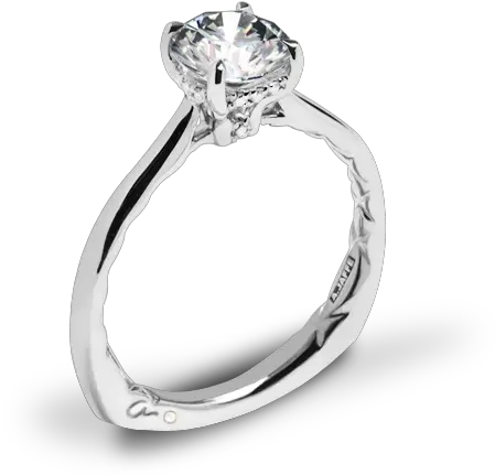  14k White Gold A Jaffe Mes837q Solitaire Engagement Ring Jaffe Solitaire Engagement Ring Png Diamond Ring Png