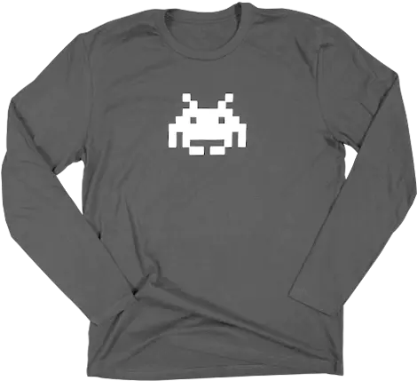  Space Invaders Long Sleeve Tee U2014 16 Bit Bararcade Space Invaders Png Space Invaders Png