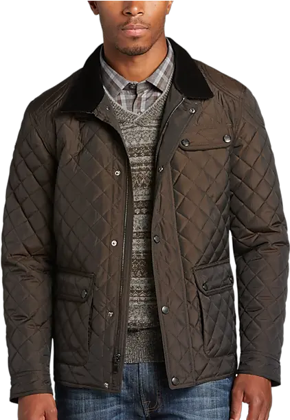  Pronto Uomo Brown Modern Fit Quilted Long Sleeve Png Bay Icon Denim