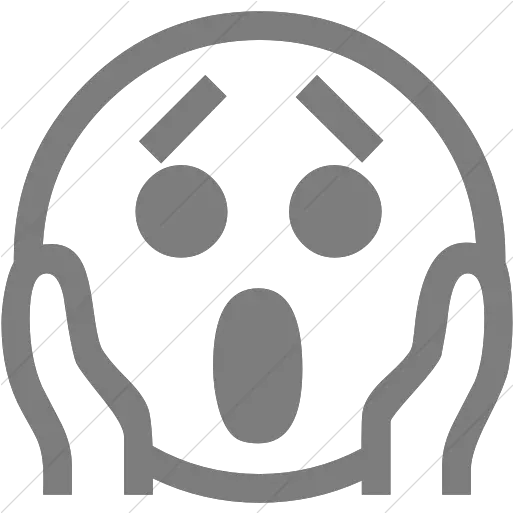  Simple Dark Gray Classic Emoticons Face Fear Icon Black And White Png Screaming Icon