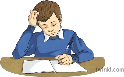  Boy Doing Homework Illustration Twinkl Cartoon Png Homework Png