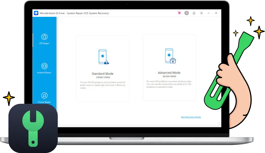  Officialdrfone System Repair Ios Fix Ios To Normal Wondershare Phone Manager Png System Restore Icon