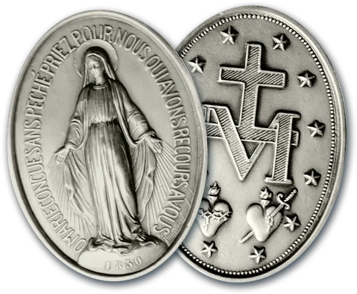  The Miraculous Medal Silver Bullet Of Mi U2013 Militia Miraculous Medal Png Mary Bearer Of Light Icon