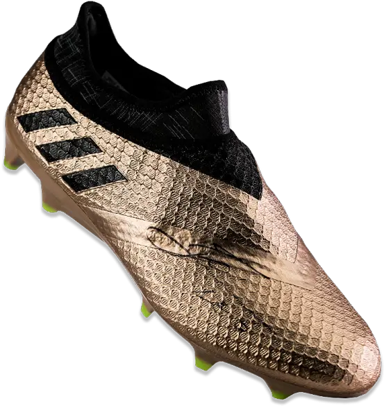  Signed Gold Adidas Pureagility Boot Soccer Cleat Png Adidas Gold Logo