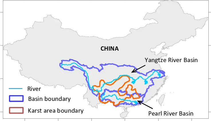  Map Of The Basins And Karst Boundaries In Mainland China Karst Mountains China Map Png China Map Png