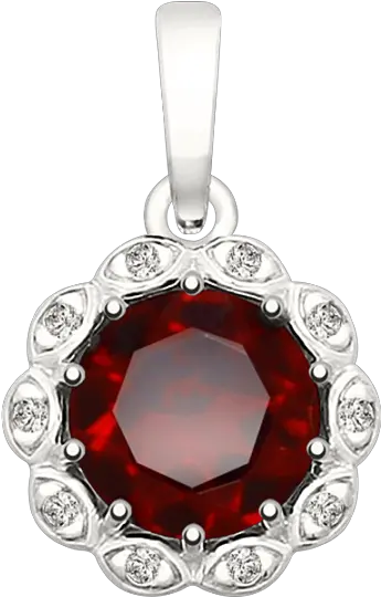  Silver Pendant With Cubic Zirconia And Garnet Solid Png Garnet Icon