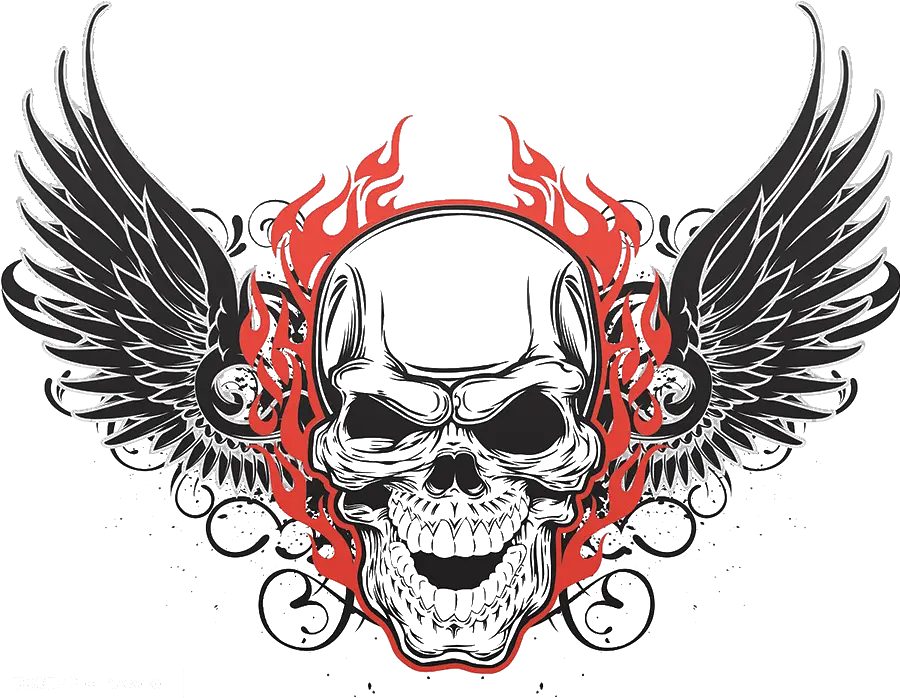  Download Tattoo Art Skull Flying Human Symbolism Skulls Skull Wing Tattoo Png Skulls Png