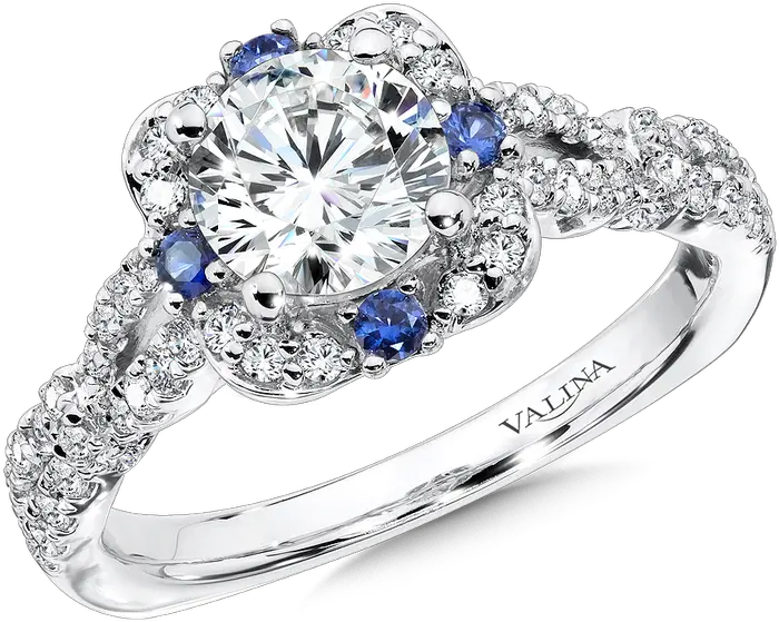  Valina Diamond And Blue Sapphire Halo Diamond Ring With Sapphire Halo Png Halo Ring Png