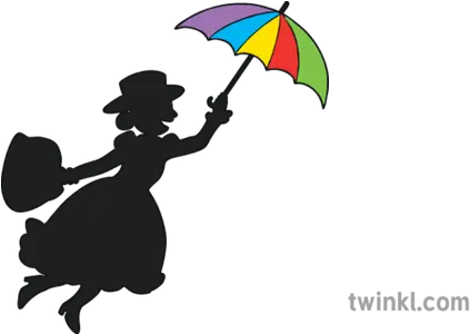  Mary Poppins Silouette Reading English Ks1 Illustration Twinkl Slave With A Fan Png Mary Poppins Png