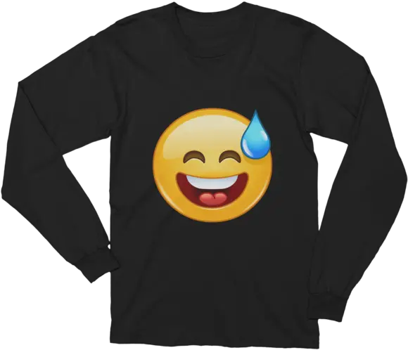  Unisex Smiling Emoji With Open Mouth And Cold Sweat Long Sleeve T Shirt Kaytranada Bubba Merch Png Sweat Emoji Png