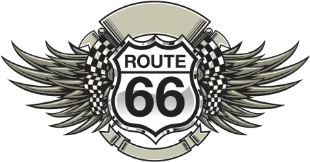  Printed Vinyl Route 66 Emblem Stickers Factory Skull With Sword And Wings Png Route 66 Logo