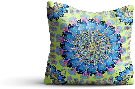  Under The Sea Yellow Fish Mandala Velvet Cushion Cushion Png Under The Sea Png