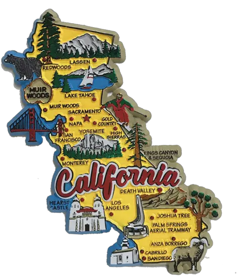  Souvenir Magnet California State Map Usa State Maps Magnets Png California Map Png