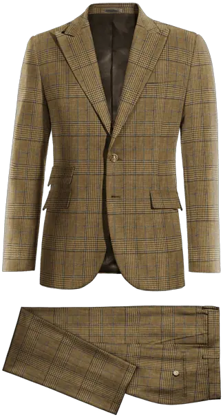  Brown Checkered Linen Peak Lapel Suit With Brass Buttons Trajes Para Novio De Boda Png Suit Transparent