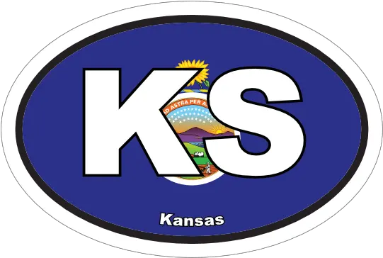  Kansas Ks State Flag Oval Sticker Language Png Ks Icon