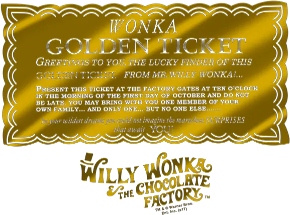  Willy Wonka The Chocolate Factory Calligraphy Png Golden Ticket Png