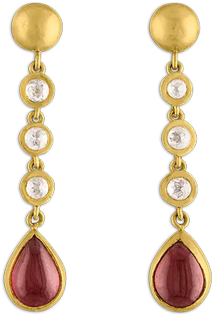  Three Diamond And Garnet Chime Earrings Brinco De Ouro Grande Png Garnet Png