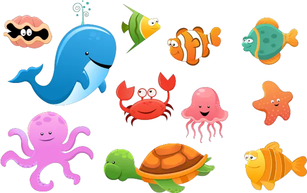  Sea Creatures Png Hd Pictures Vhvrs Sea Animals Vector Png Ocean Clipart Png