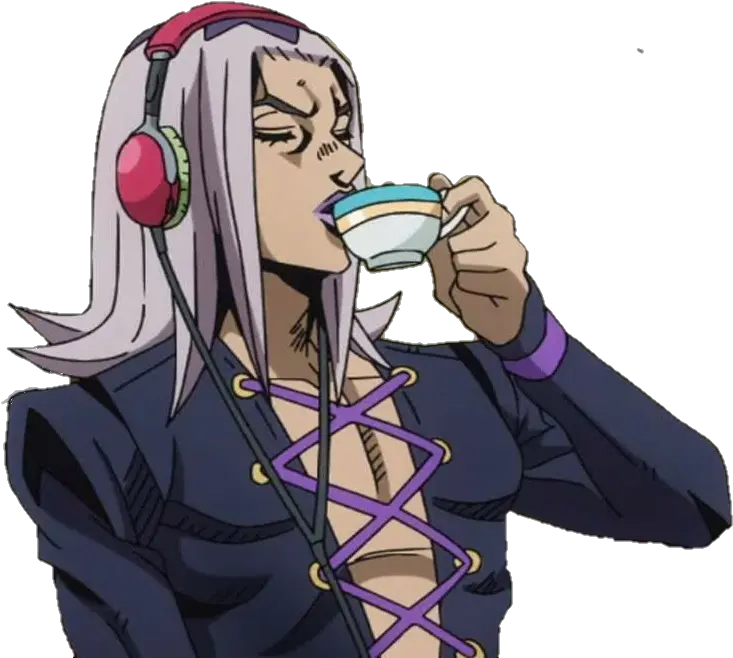  Abbachio Sippin Tea Abbacchio Listening To Music Png Giorno Hair Png