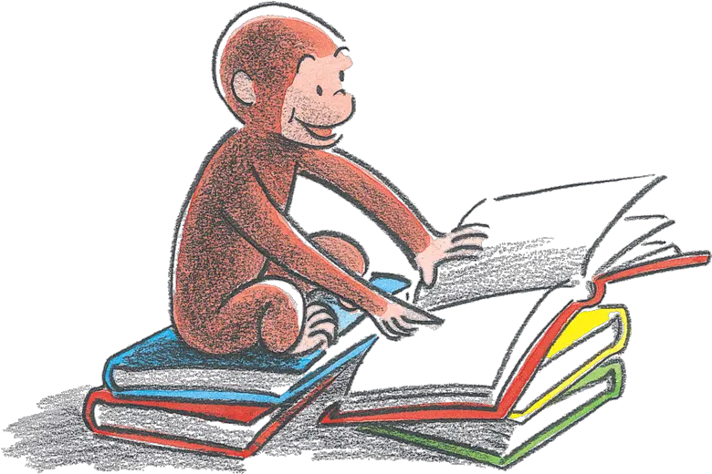  Curiosity Day Curious George With Books Png Curious George Png