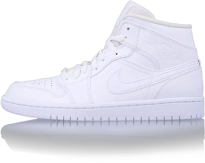  Air Jordan 1 Mid Triple White All White Air Force 1 Mid Png Jordan Transparent