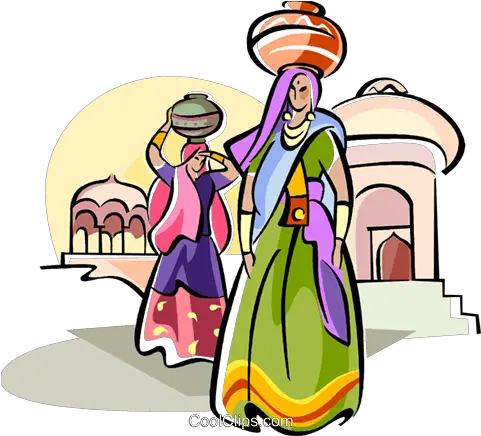  Indian Women Carrying Water Royalty Free Vector Clip Art Vector Indian Woman Png Water Vector Png