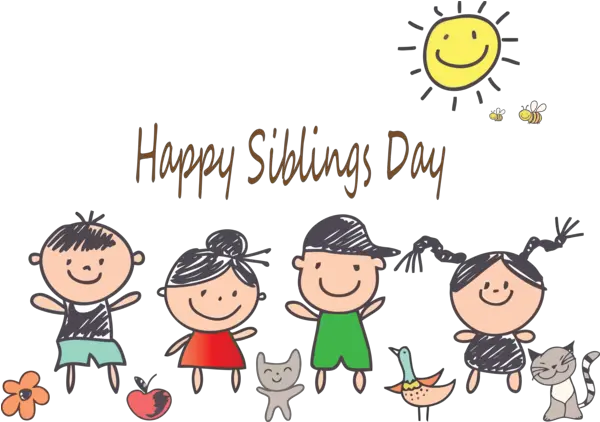  Siblings Day Cartoon People Text For Happy Happy Siblings Day 2020 Png People Cartoon Png