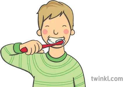  Boy Brushing His Teeth With Tooth Brush Illustration Twinkl Boy Brush Teeth Illustration Png Tooth Brush Png