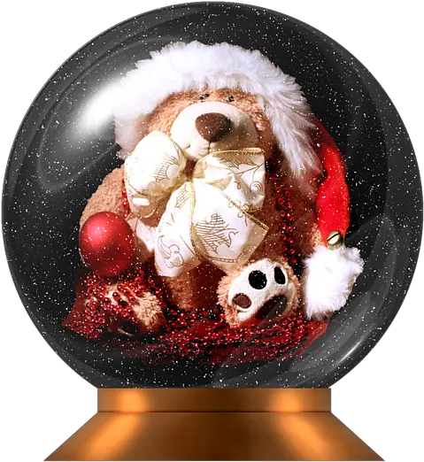  Christmas Teddy Snow Globe Santa Claus Png Globe Transparent Background