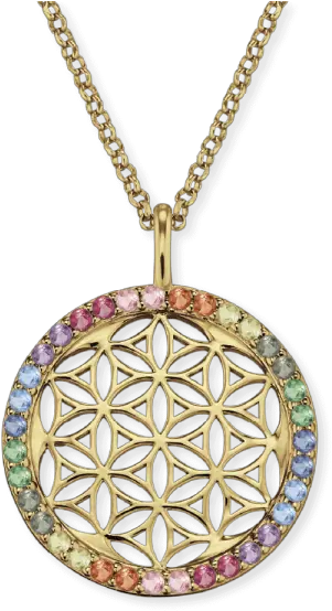  Engelsrufer Necklace Flower Of Life Gold Multicolor Engelsrufer Kette Png Flower Of Life Png