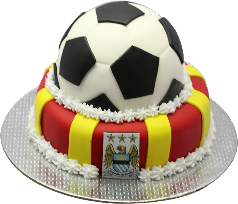  Shaped Cake With Manchester City Logo Football Shaped Cake Png Manchester City Logo