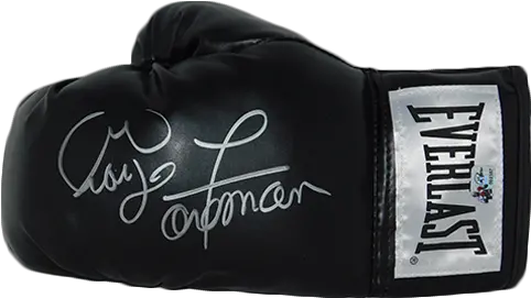  George Foreman Autographed Black Everlast Boxing Glove Hologram Everlast Png Boxing Glove Logo