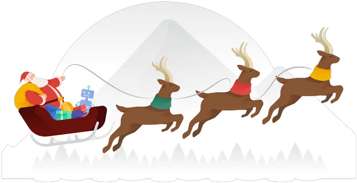  Download Premium Santa Flying Over Mountains Illustration Christmas Day Png Santa And Reindeer Png