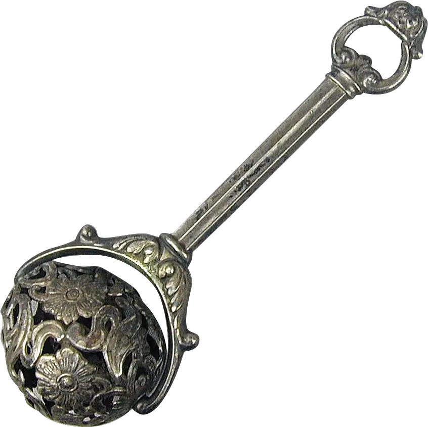  Old Victorian Silver Baby Rattle Filigree Unusual Colonial Baby Rattle Png Rattle Png