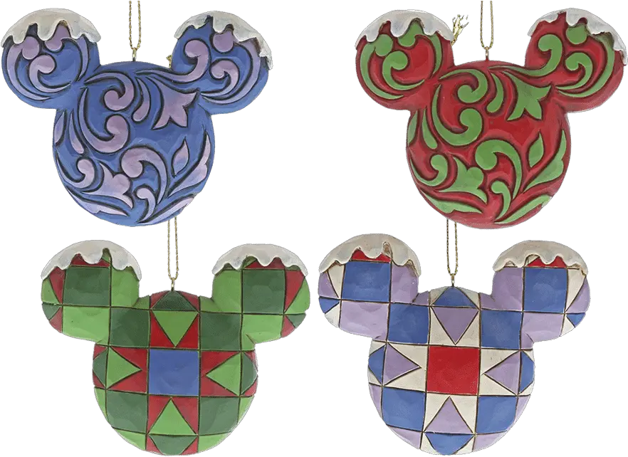  Disney Traditions Mickey Mouse Head Ornament Set Enesco Mickey Mouse Disney Traditions Hanging Ornaments Set Of 4 Png Christmas Mickey Icon