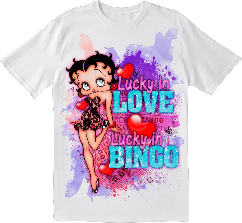  Betty Boop Lucky In Love Bingo Tee Shirt Girl Png Betty Boop Png