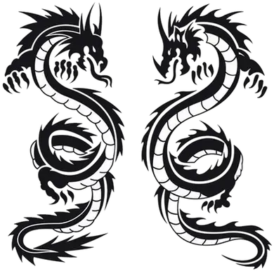  Dragon Double Tattoo Dragon Tattoos Black And White Png Dragon Tattoo Transparent