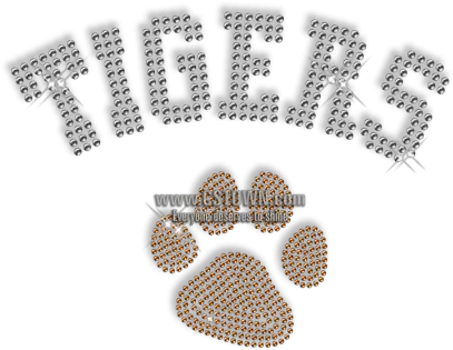  Orange Tiger Paw Rhinestone Iron Rhinestone Print Png Tiger Paw Png