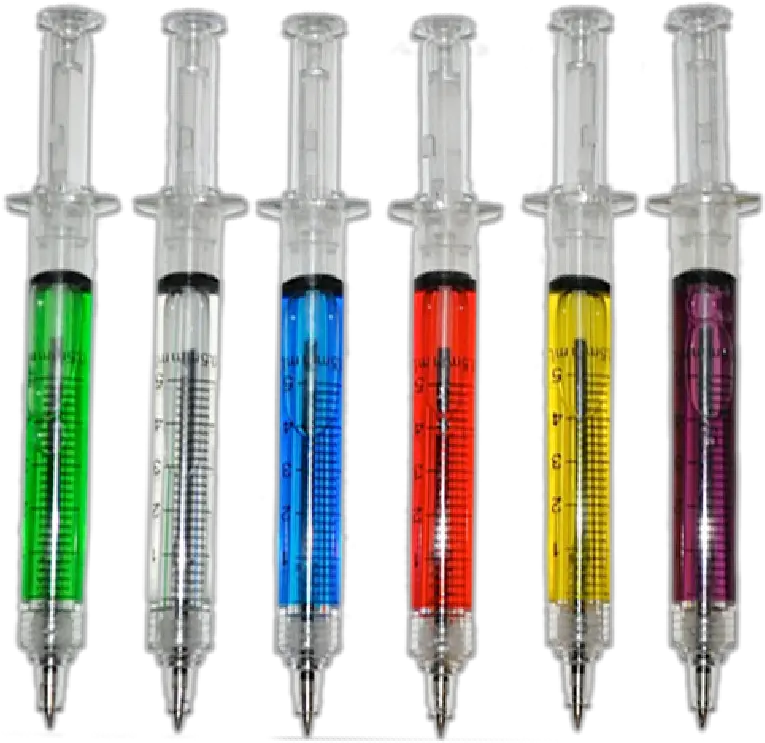  Syringe Pens Black Ink Multi Colour X 6 Syringe Pen Png Syringe Transparent