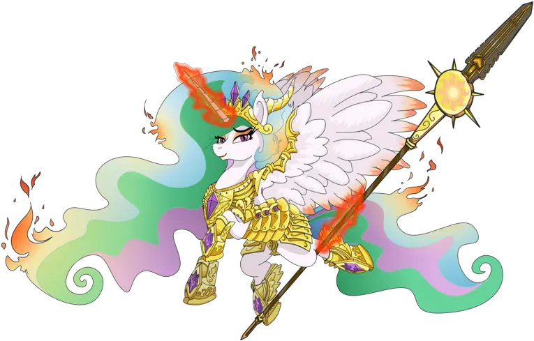  1567426 Alicorn Armor Artistghouleh Crown Flaming Mythical Creature Png Spear Transparent Background