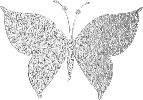  Monochromatic Tiled Butterfly Silhouette Free Svg Silver Butterfly Png Butterfly Silhouette Png