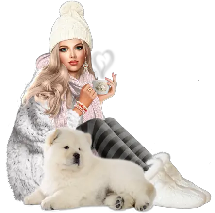  Tube Png Femme Hiver Samoyed Full Size Png Download Winter Tube Png